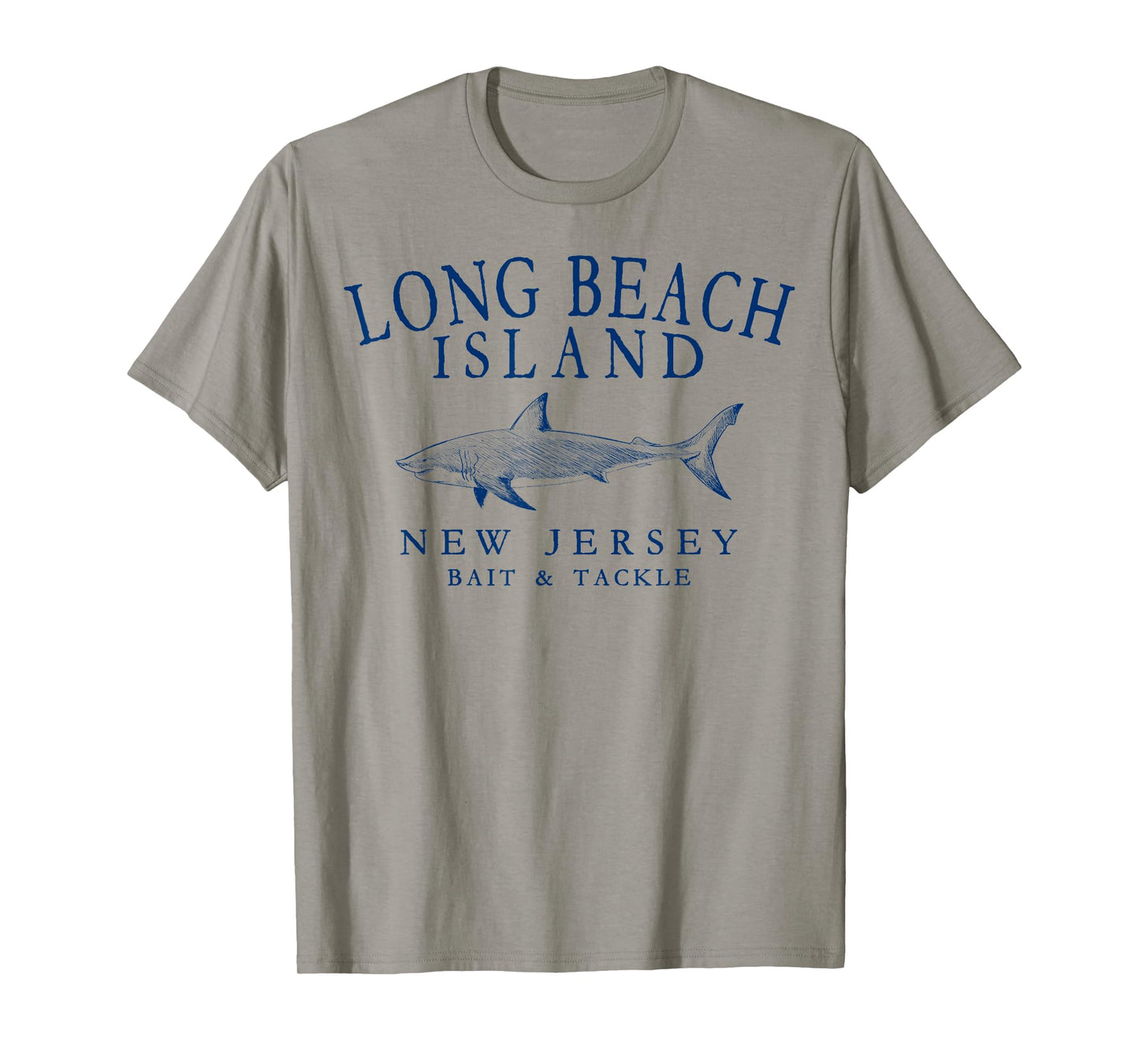 Long Beach Island New Jersey Shark Arched Navy Blue Letters T-Shirt
