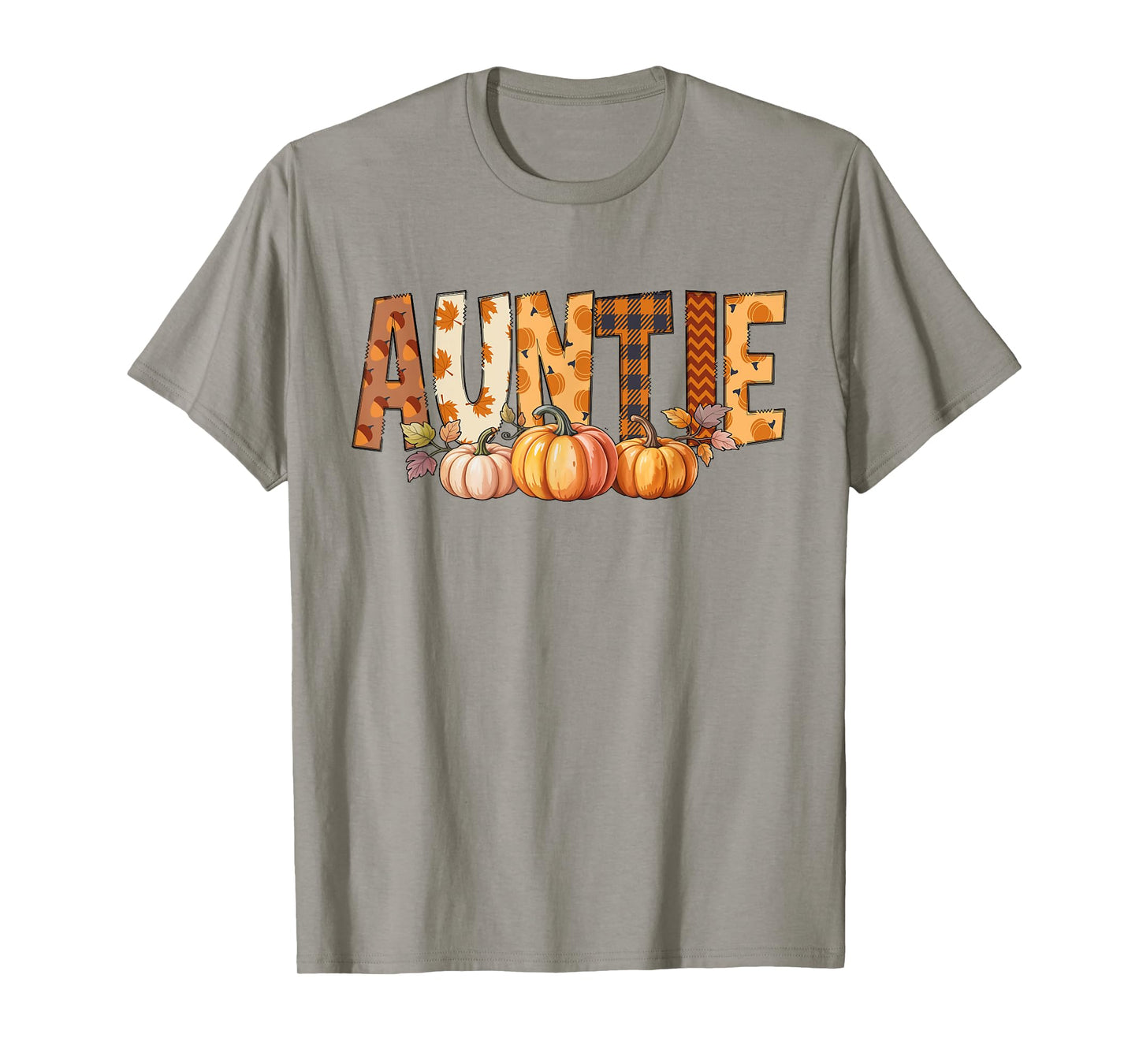 Auntie Pumpkin Fall Autumn Leaves Thanksgiving Men Women T-Shirt