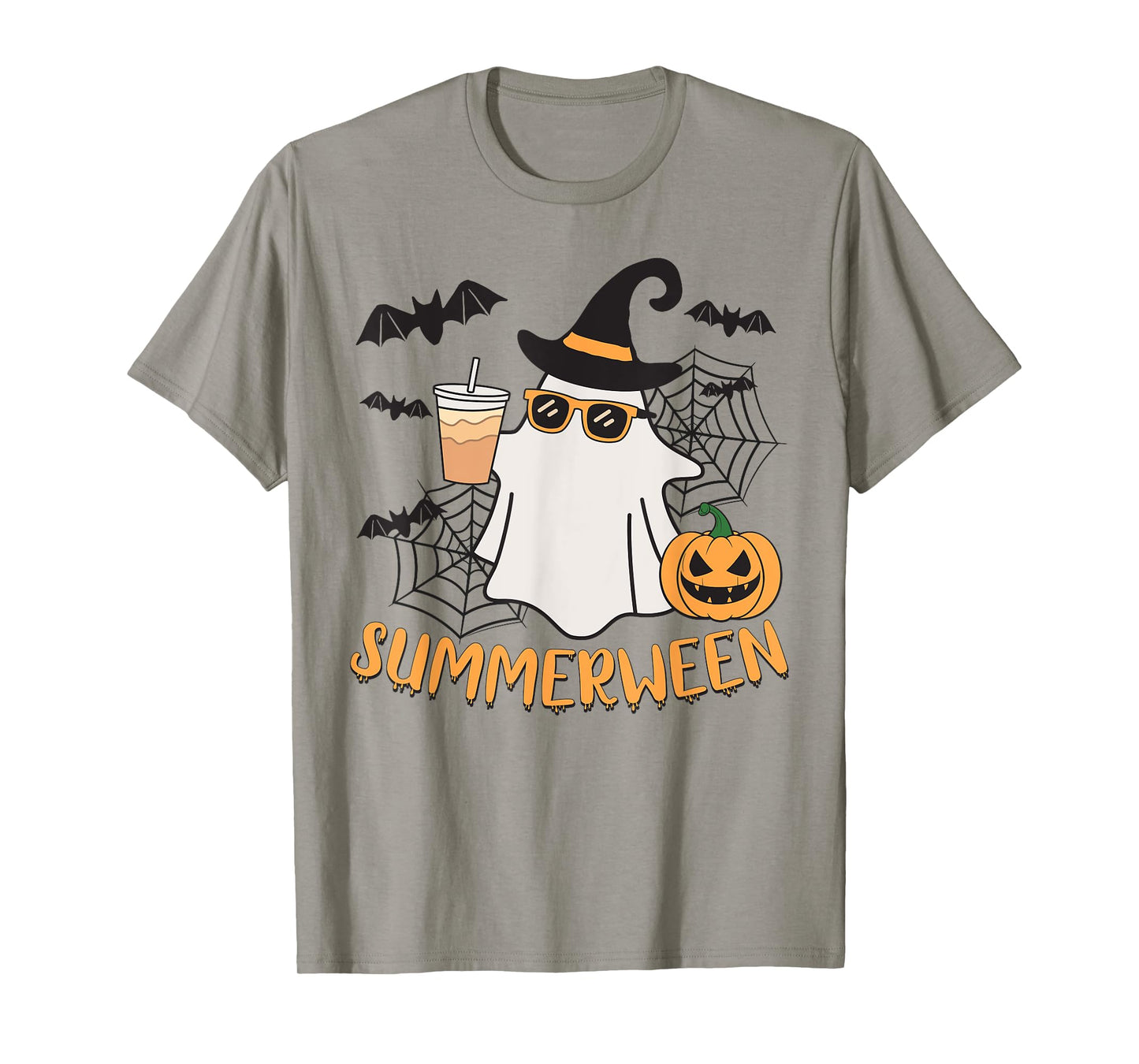 Summerween Vibes Ghost Pumpkin Spooky Beach Summer Halloween Men Women Kids T-Shirt