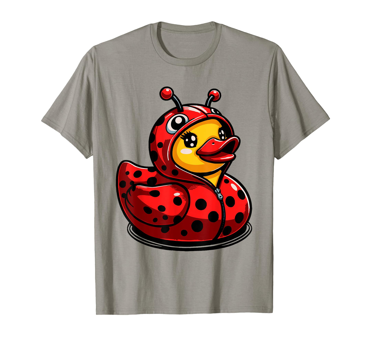 Ladybugs Ducks Ladybug Duck Lady Beetles Duckling T-Shirt - Unisex-Kids, Grey, Small, Short Sleeve, Cartoon, Halloween