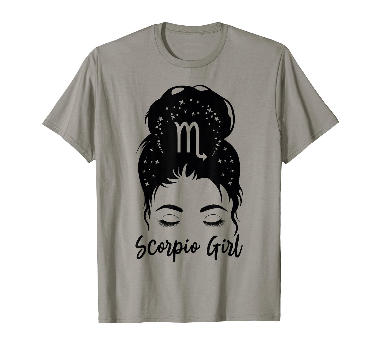 Scorpio Girl Messy Bun Zodiac Symbol Woman Birthday Costume T-Shirt