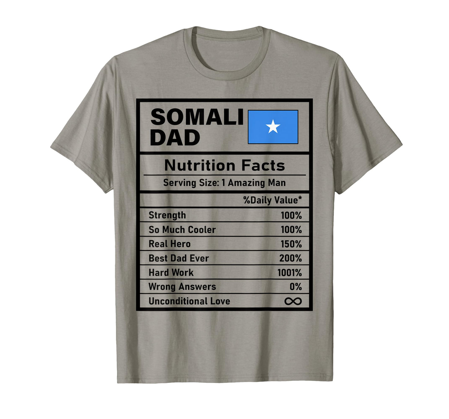 Mens Somali Dad Nutrition Facts Father's Day National Heritage T-Shirt