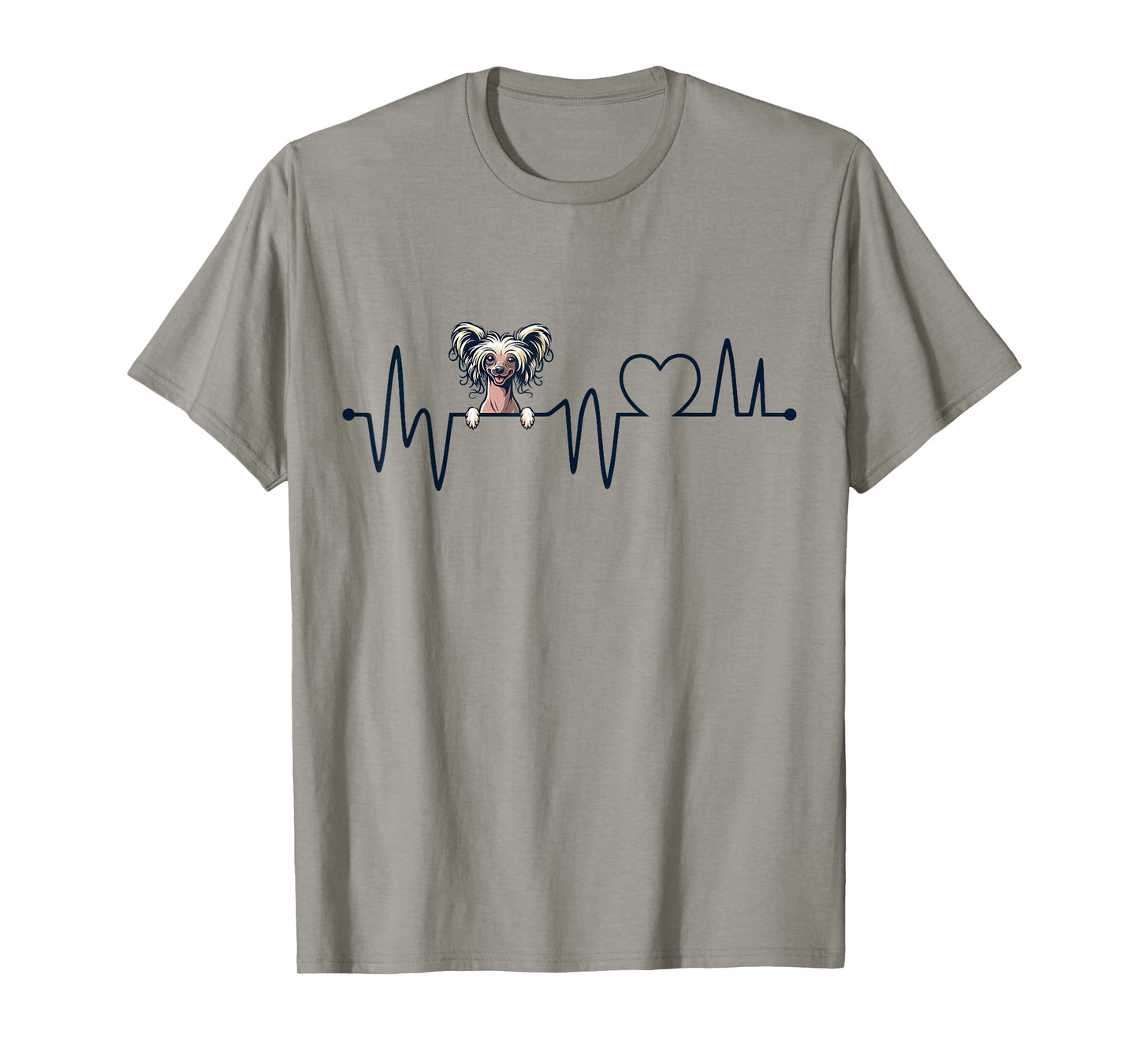 Chinese Crested Dog Heartbeat - Men Women Kids Crested Lover T-Shirt
