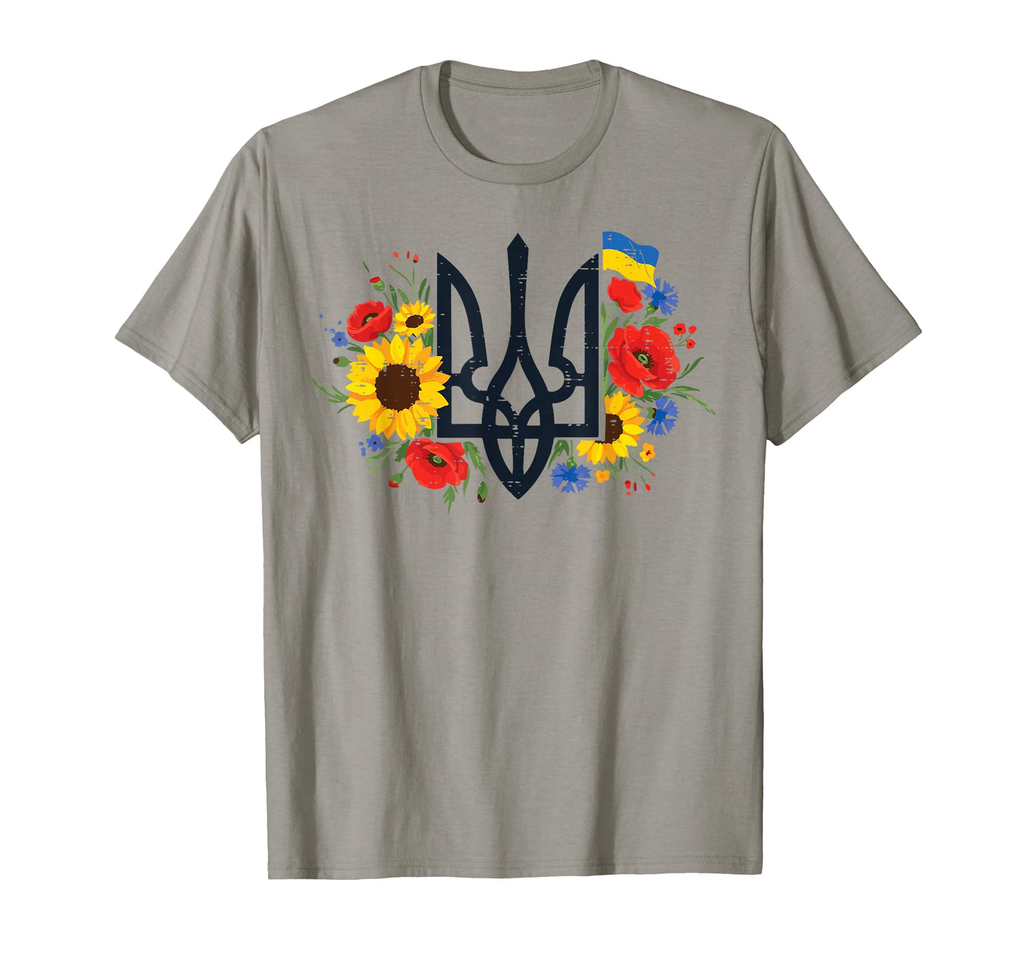 Ukraine Trident Flowers Ukrainian Floral Women Girls Kids T-Shirt