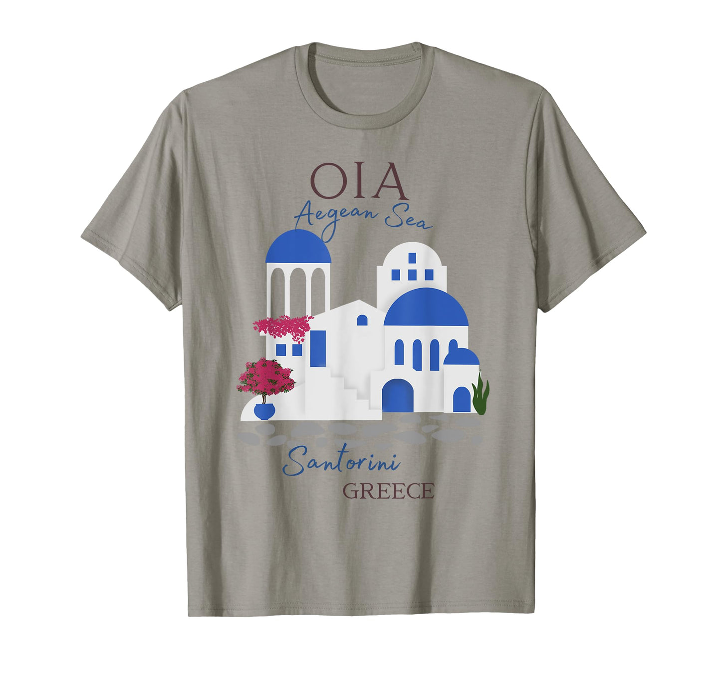 Travel Greek Island Santorini Greece Oia Village Blue Church T-Shirt