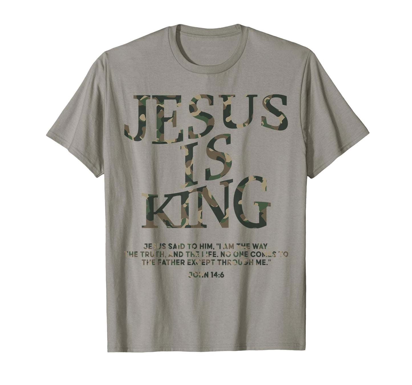 Camo Jesus Is King White Christian Youth Men God Son Brother T-Shirt
