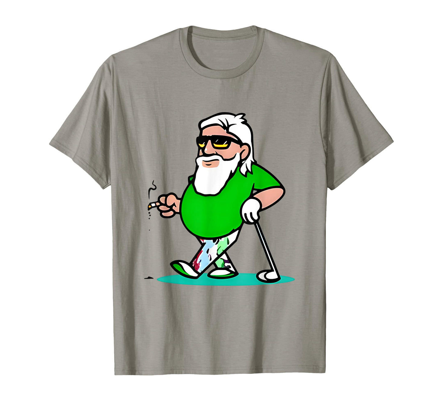 Cool grandpa golf cartoon smoking art T-Shirt