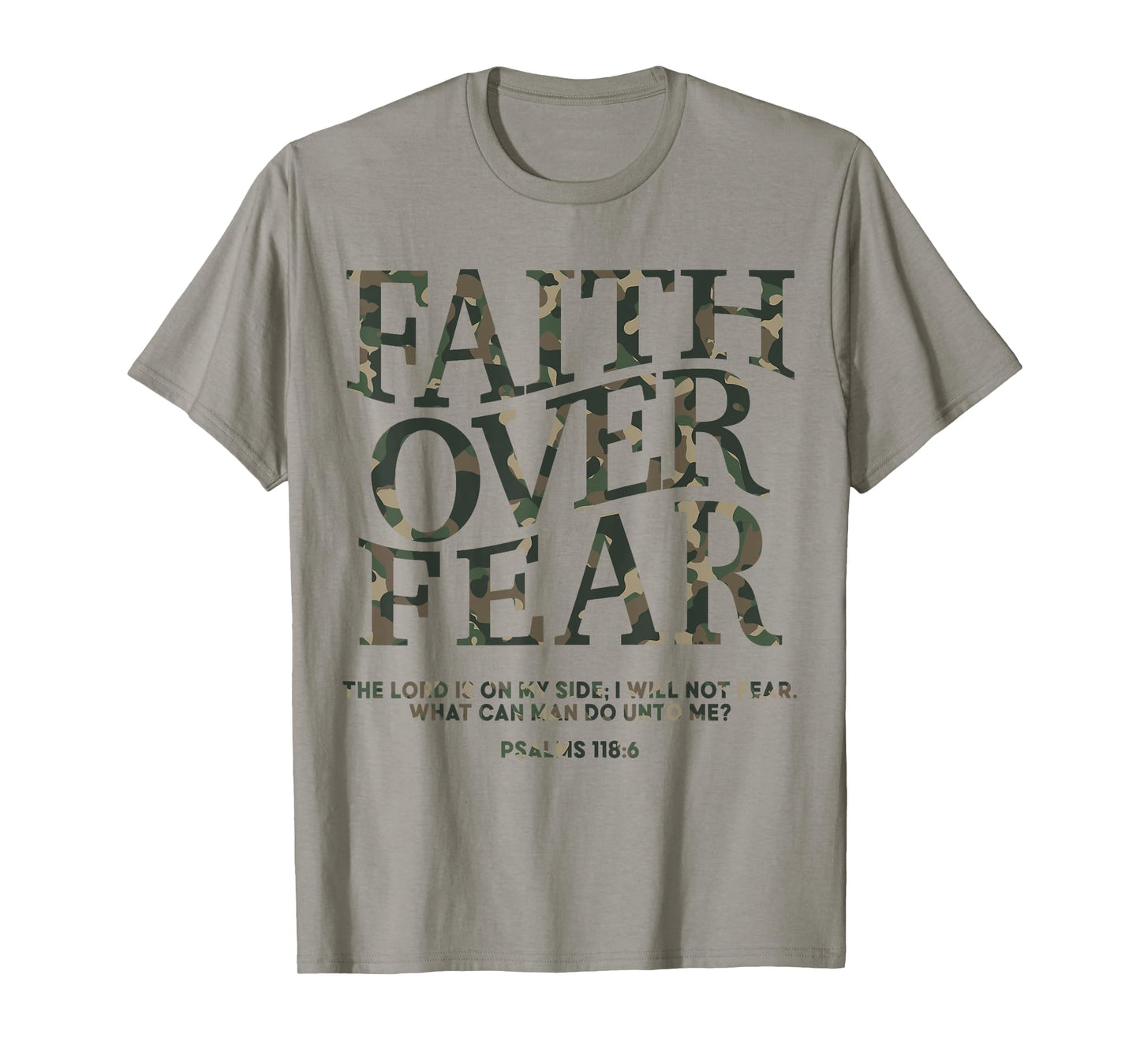 Camo Faith Over Fear Christian Jesus Youth God Son Brother T-Shirt