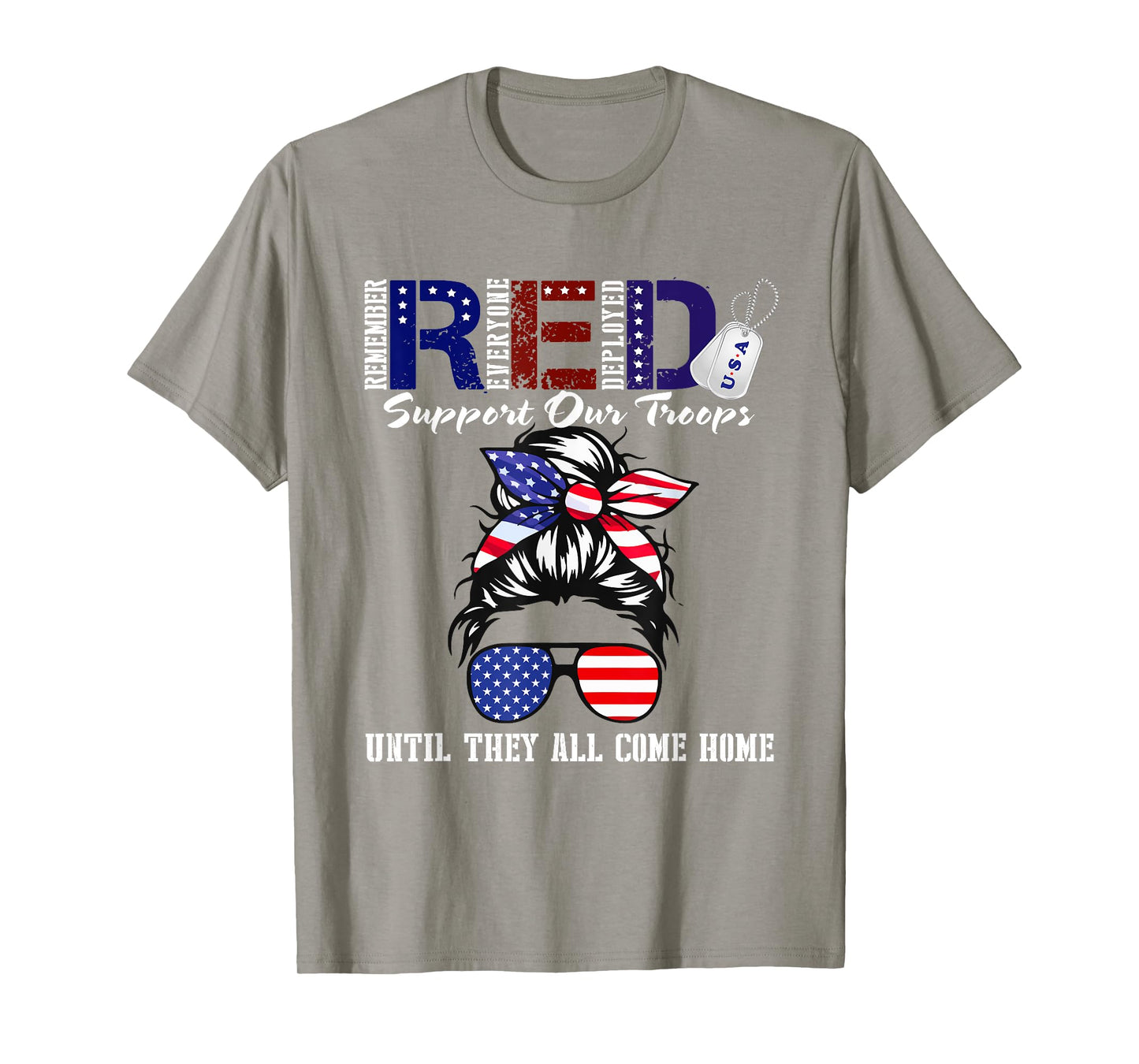 On Friday We Wear Red Military Support Troops Red US Flag T-Shirt