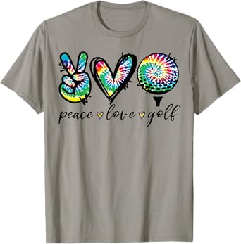 Peace Love Golf Player Tie Dye Golf Lovers Funny T-Shirt