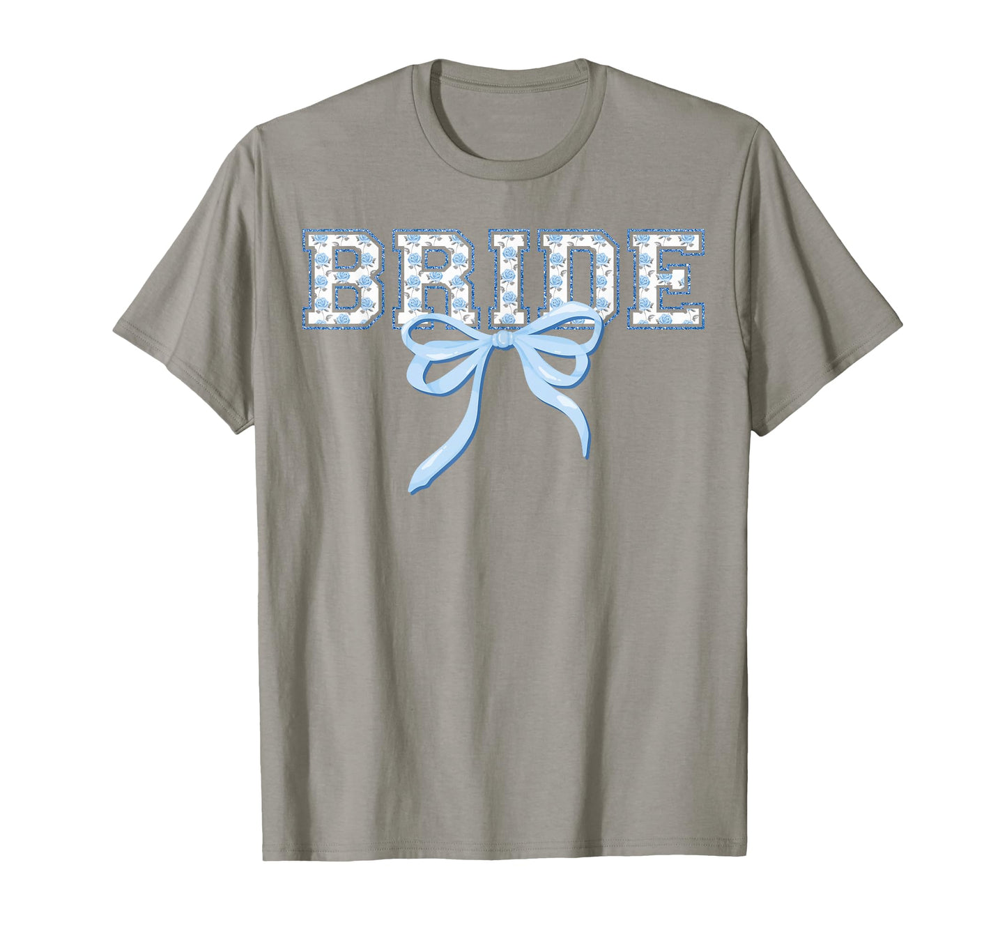 Bride Blue Bow Coquette Floral Matching Bridal Party T-Shirt
