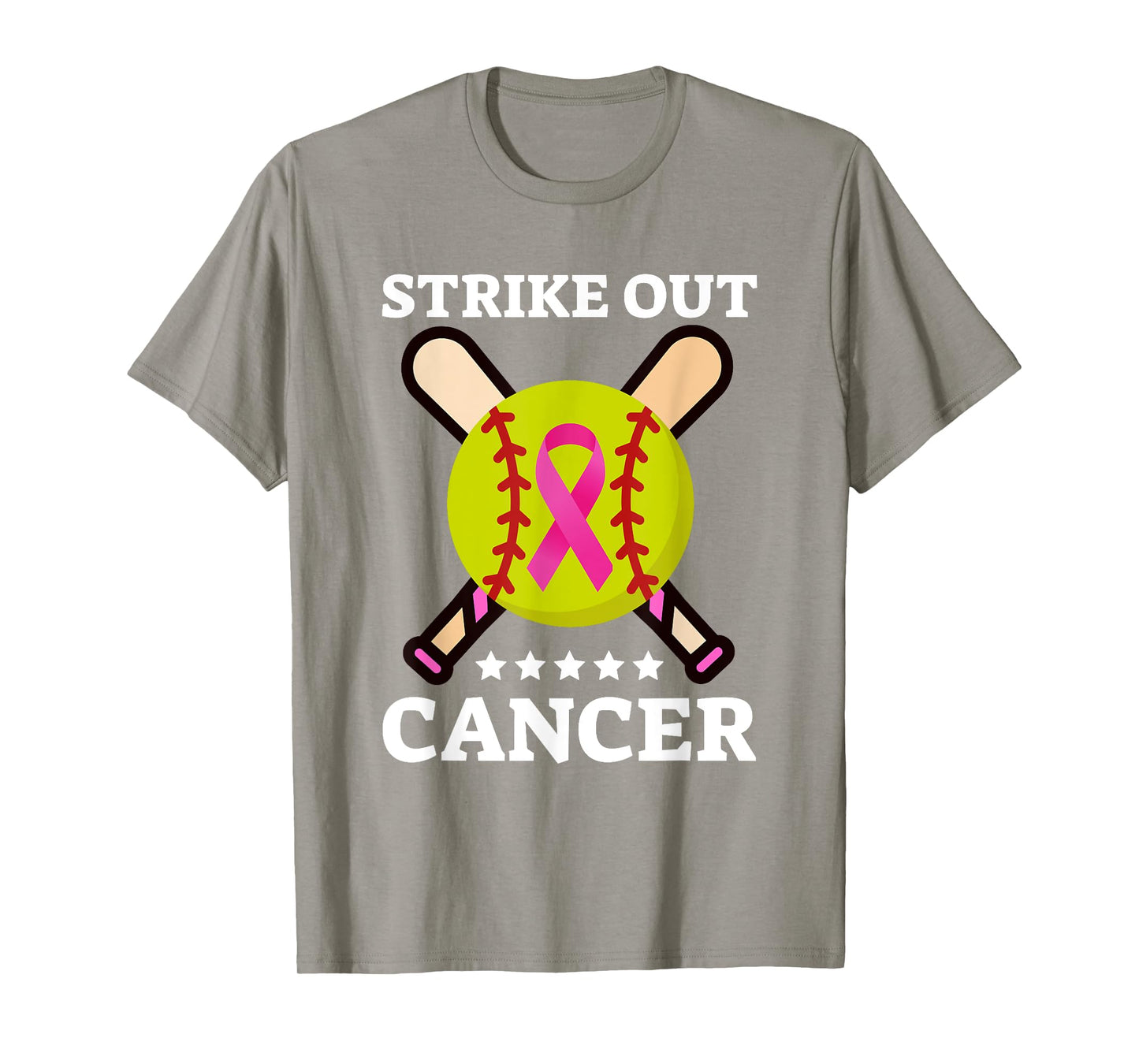 Strike Out Breast Cancer Awareness Day Pink Ribbon Softball T-Shirt