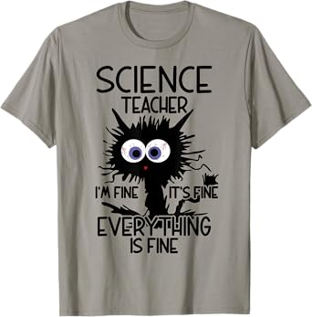 Science Teacher Appreciation Merch Unisex-Adults, Unisex-Youth Grey Classic Fit Modern Science Theme Cartoon T-Shirt