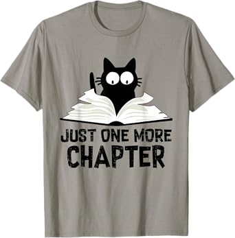 Just One More Chapter Cat Funny Love Cat Black Book T-Shirt