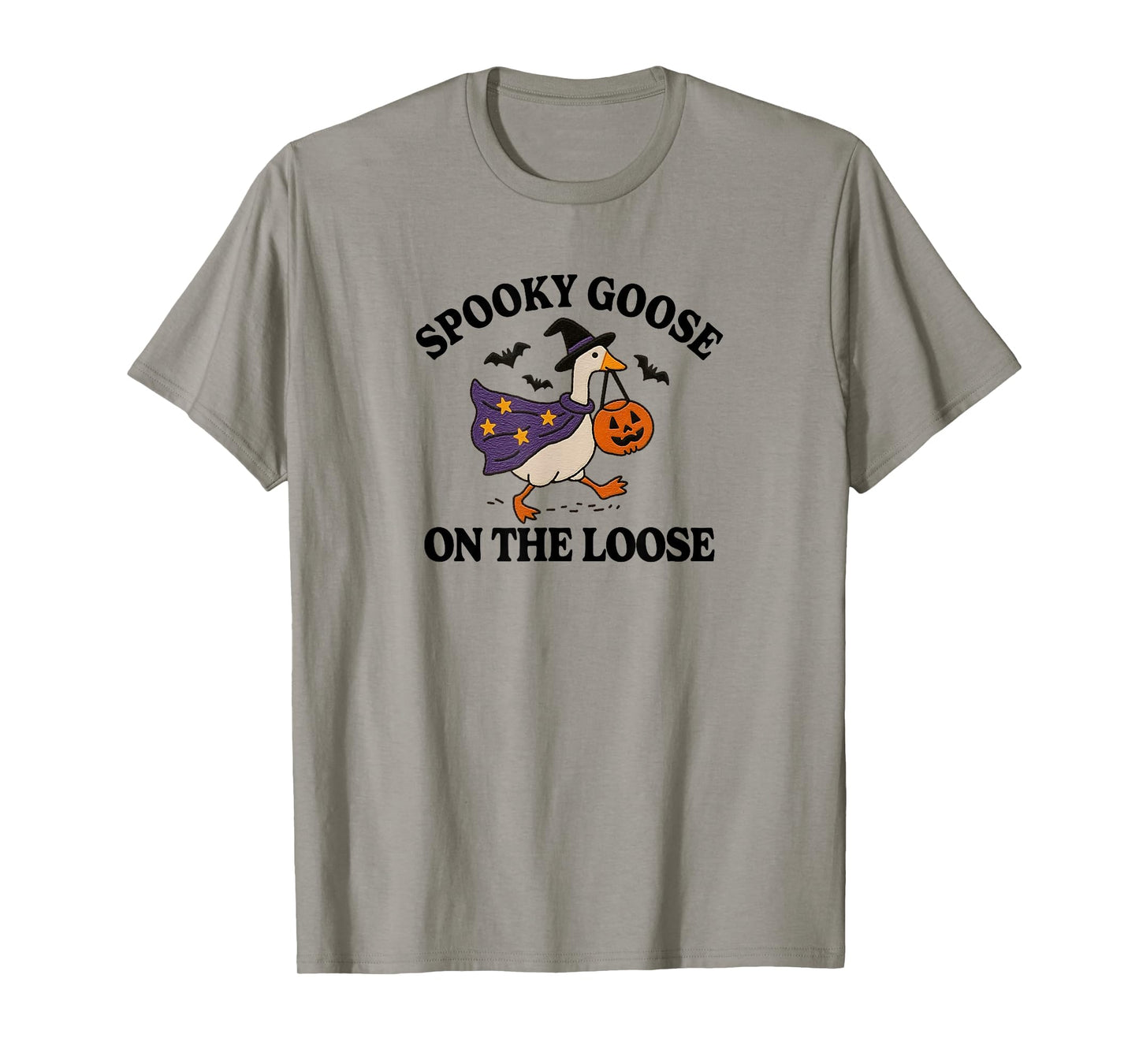 Spooky Goose On The Loose Witch Silly Goose Animal Halloween T-Shirt