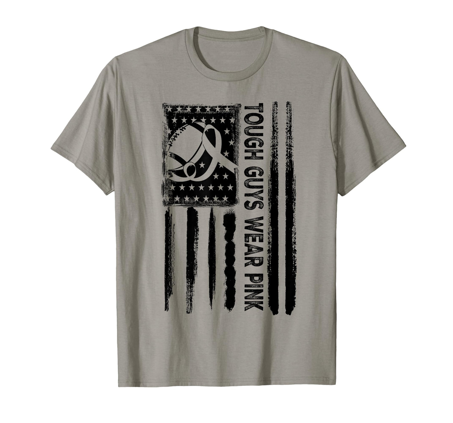 Tough Guys Wear Pink Breast Cancer Football American Flag T-Shirt