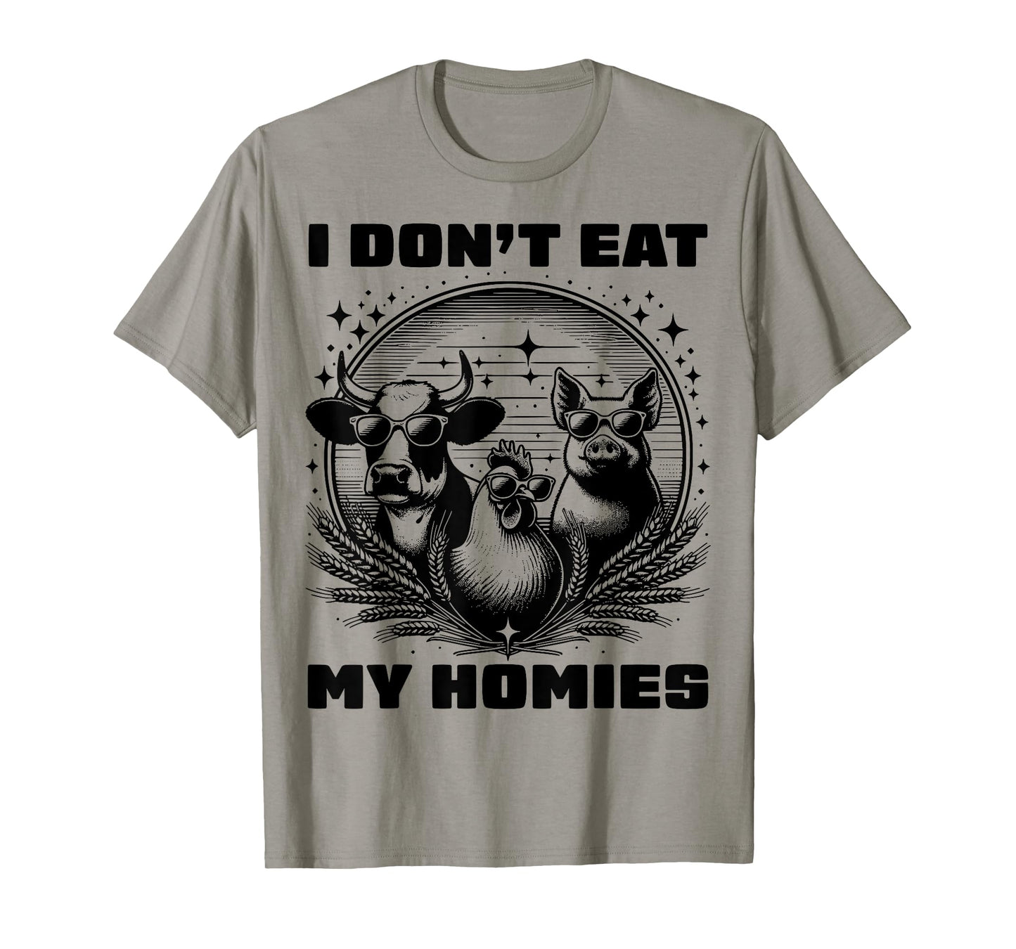 I Don't Eat My Homies Funny Vegan Vegetarian Retro Tee T-Shirt