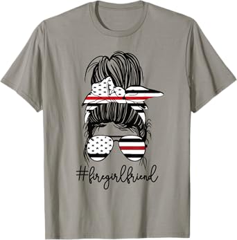 Funny Fire Girlfriend Thin Red Line Firefighter Girlfriend T-Shirt