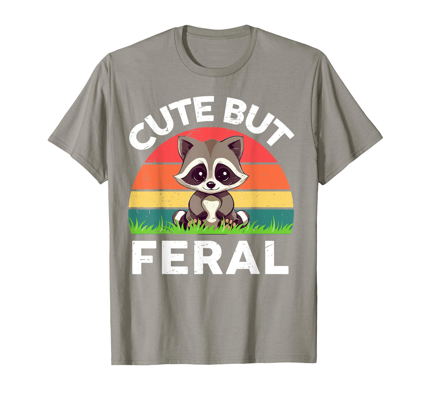 Vintage Cute But Feral Toddler Boy Girl Funny Raccoon Retro T-Shirt