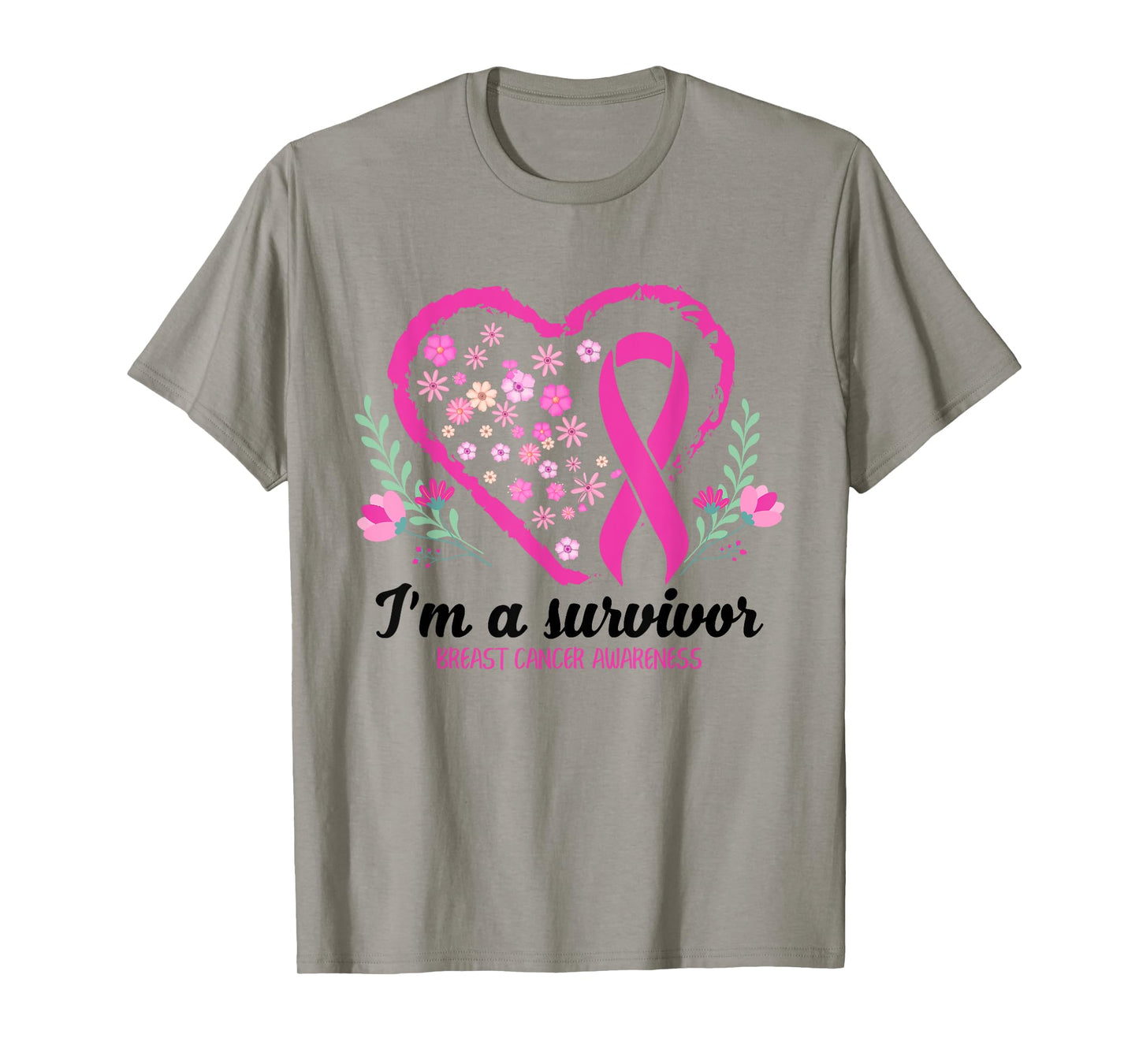 I'm A Survivor Breast Cancer Awareness Pink Ribbon Heart T-Shirt