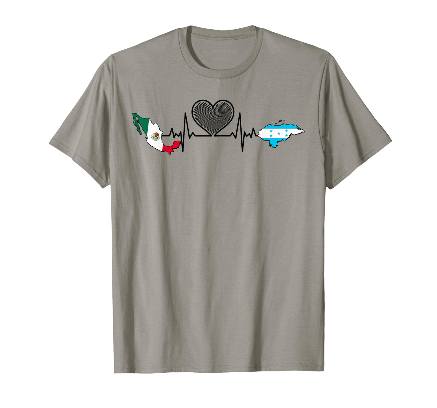 Mexico & Honduras Map in Heartbeat Hispanic Heritage Month T-Shirt