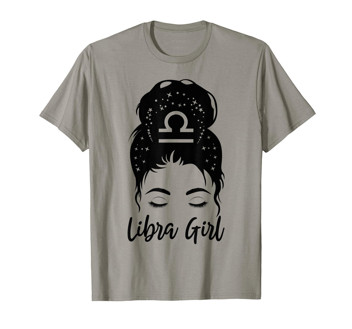 Libra Girl Messy Bun Zodiac Symbol Woman Birthday Costume T-Shirt