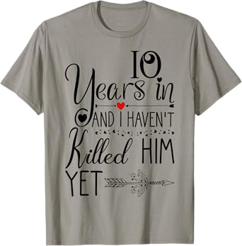 10th Wedding Anniversary for Her & Wife 10 Years of Marriage T-Shirt