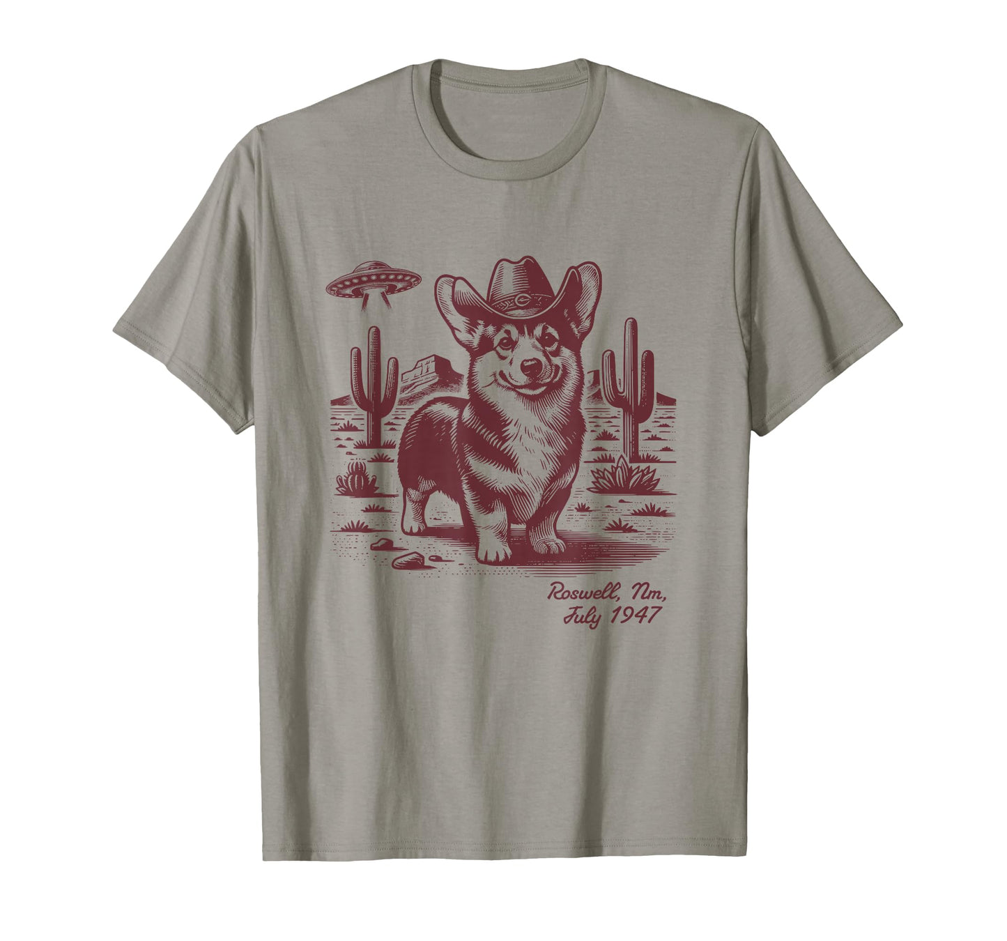 Retro 90s Cowgirl Western Cowboy Corgi Ufo Alien T-Shirt