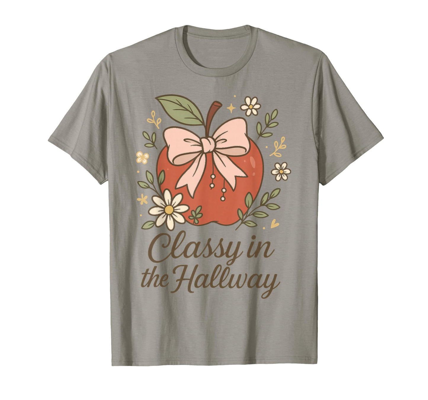 Coquette Teacher Apple Bow Design | Classy in The Hallway T-Shirt