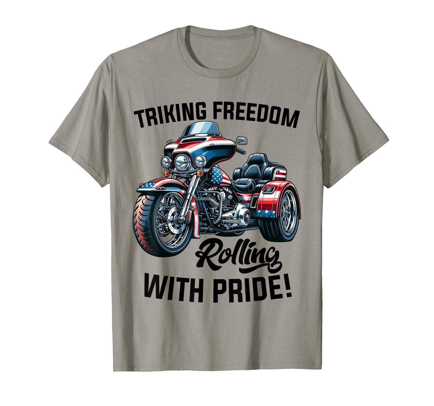 USA Trike Motorcycle Patriotic American Flag Trike Dad T-Shirt