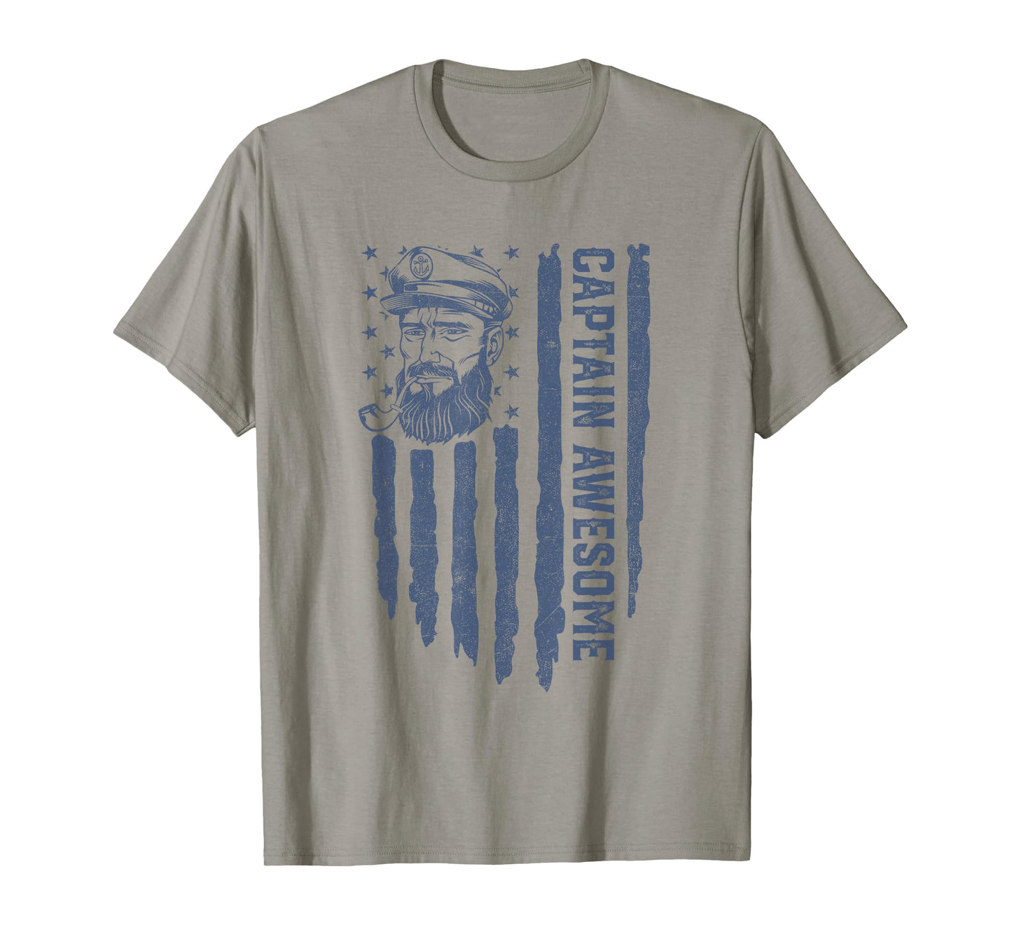 Captain Awesome American Flag Pontoon Boating 4th of July T-Shirt