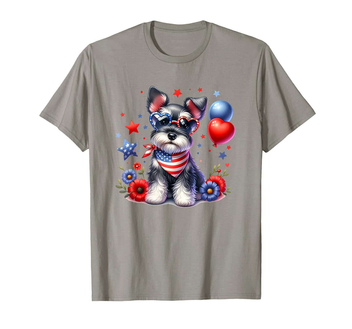 Patriotic Miniature Schnauzer American Flag 4th of July USA T-Shirt