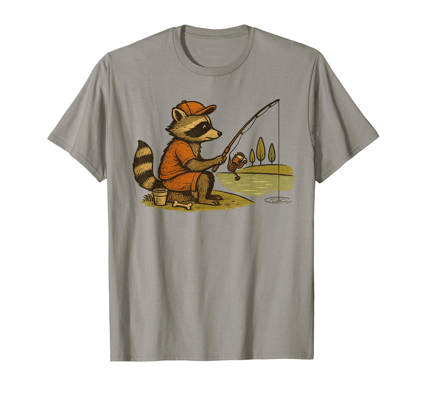 Funny Raccoon Fishing for Men Kids and Boys T-Shirt