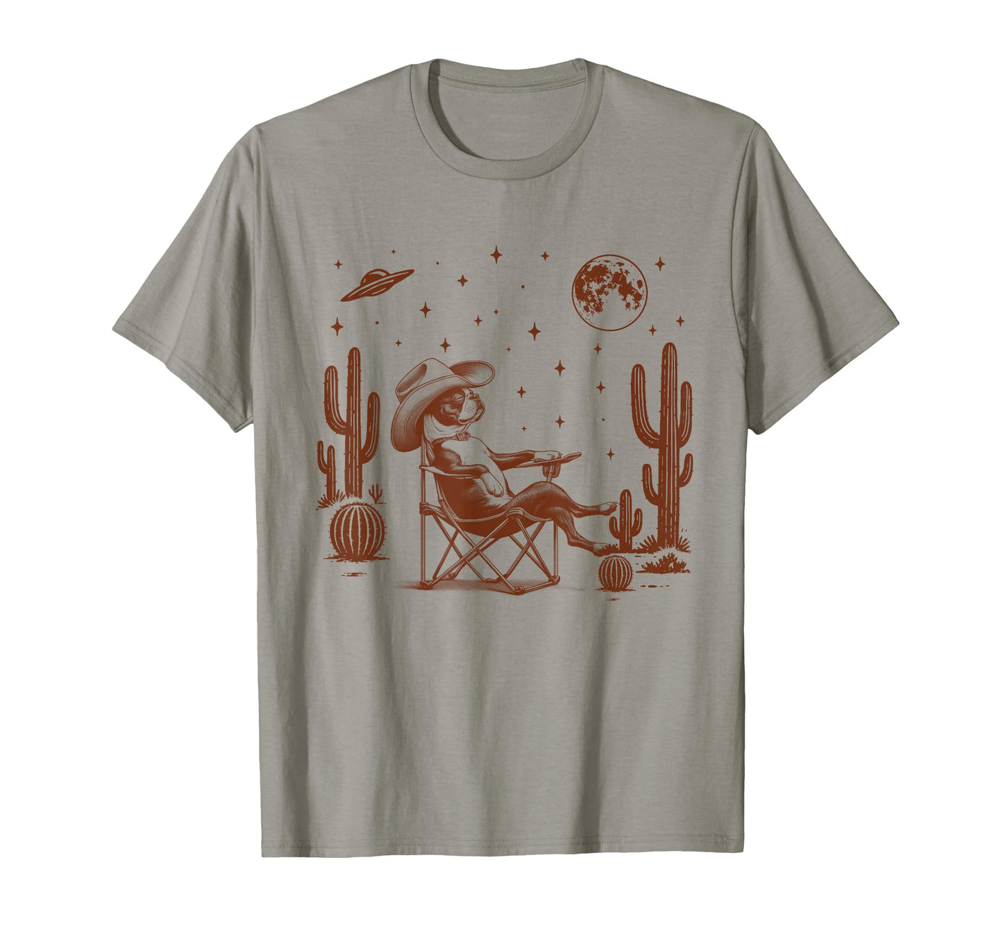 Boston Terrier Lover Dog Mom Howdy Western Life UFO Space Men Women T-Shirt