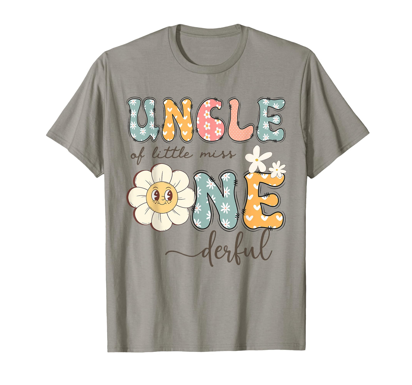 Uncle Of Little Miss Onederful 1St Birthday Daisy Lover T-Shirt