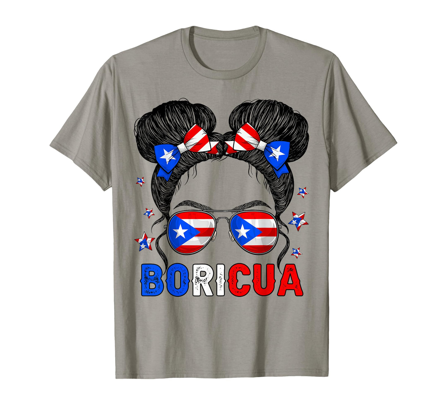 Messy Bun Girl Boricua Puerto Rico Hispanic Heritage Month T-Shirt