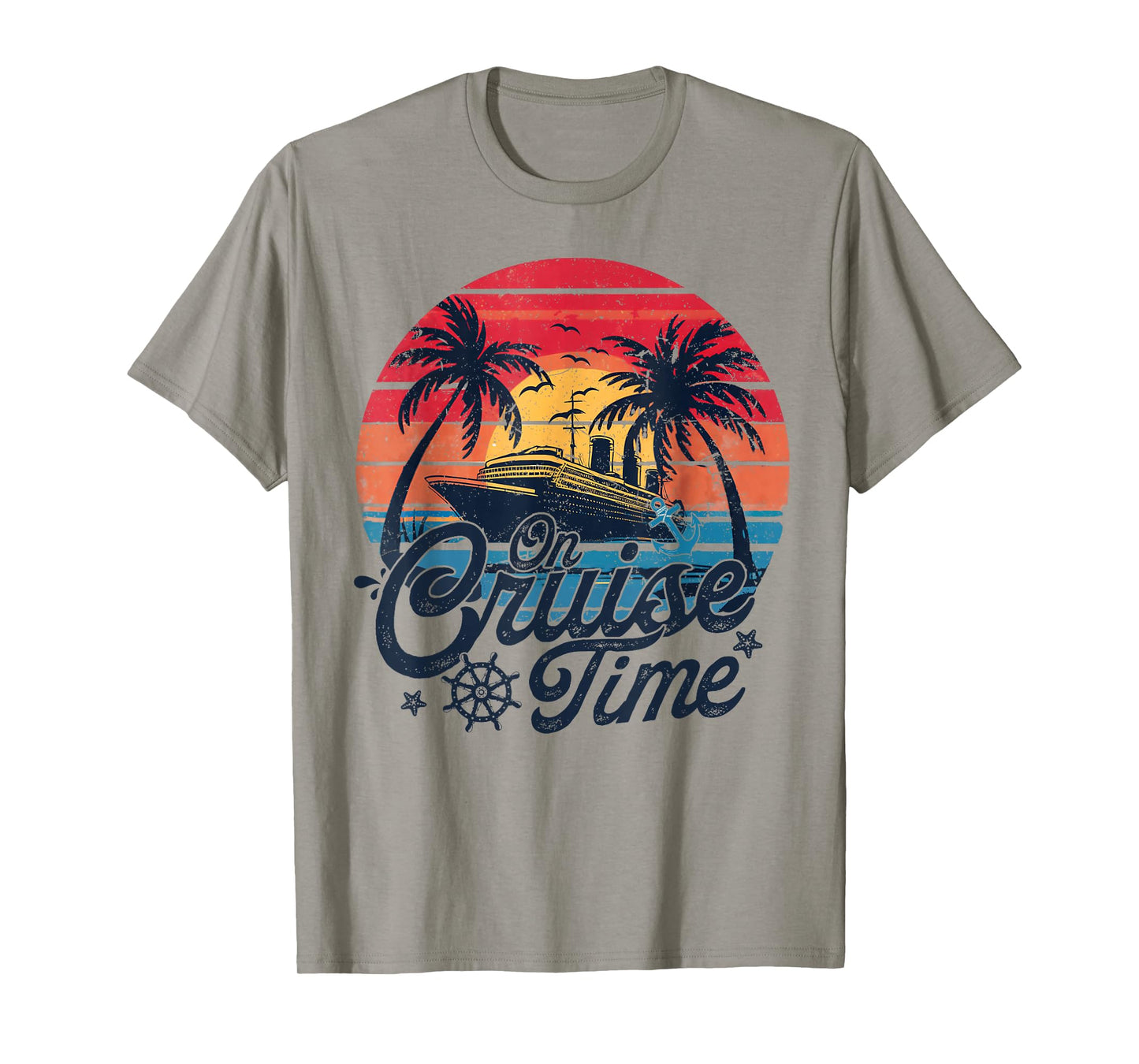 Retro Sunset Cruising On Cruise Time Hello Summer Vacation T-Shirt