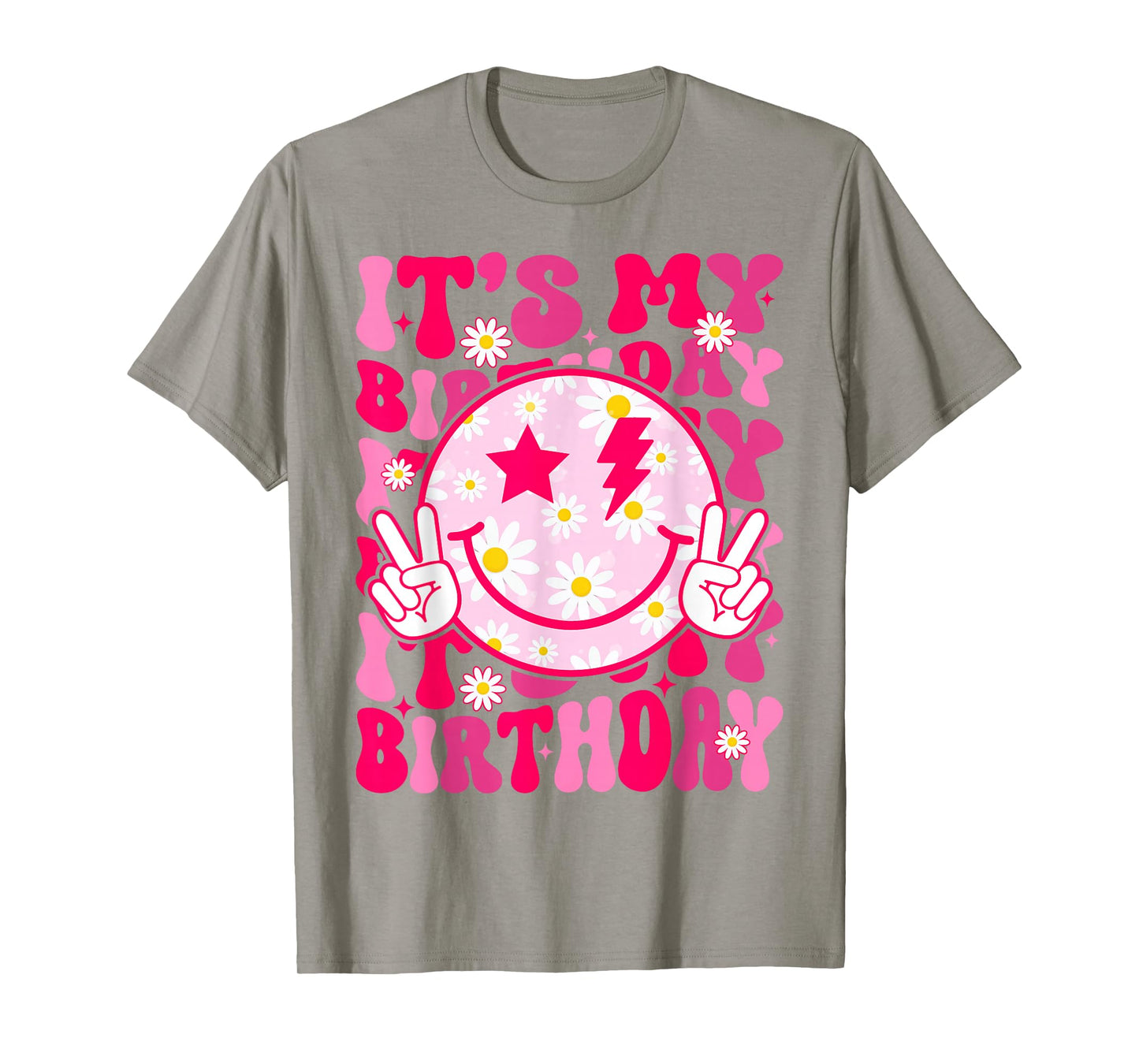 Groovy It's My Birthday Women Teens Girls Preppy Smile Face T-Shirt