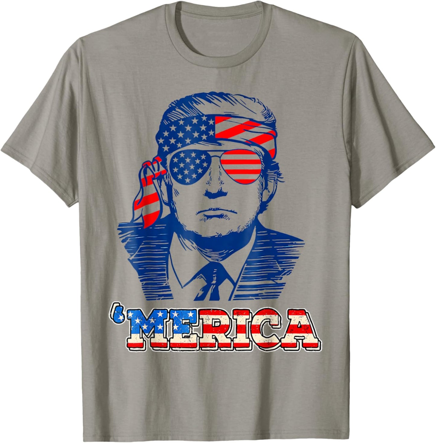 'MERICA TRUMP Happy 4th Of July Trump American Flag T-Shirt