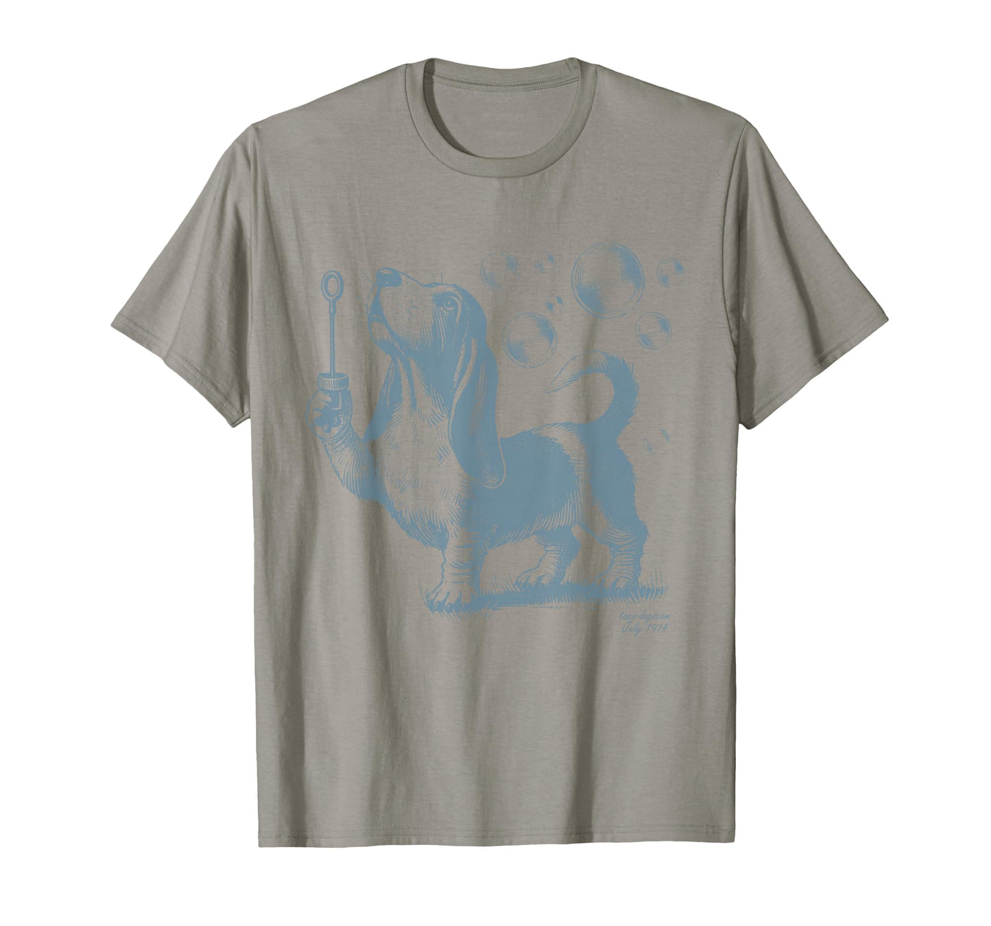 Retro Funny Basset Hound Blowing Bubbles Dog Lover Mom Dad T-Shirt