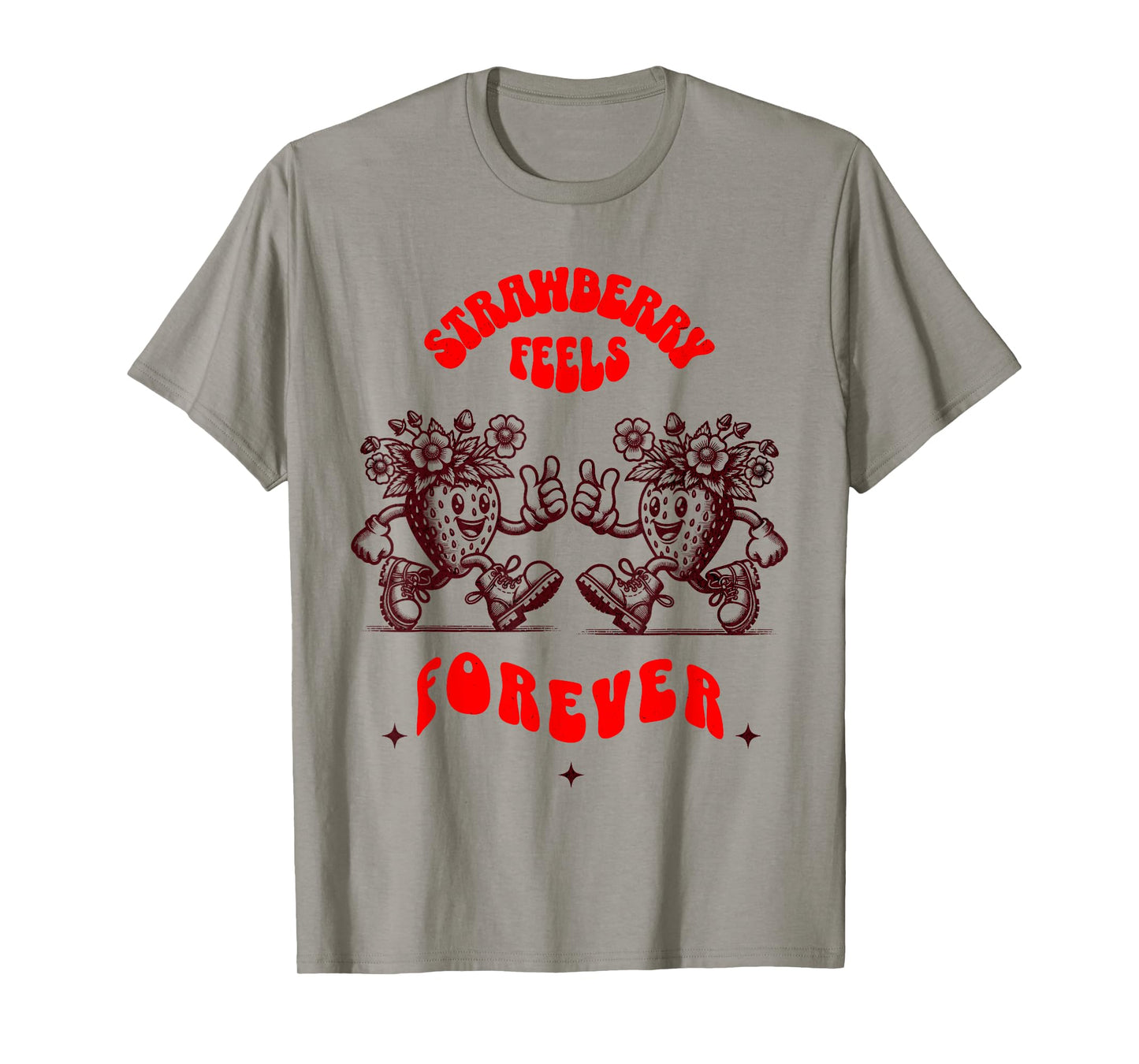Strawberry Feels Forever Retro Psychedelic Fruit Design T-Shirt