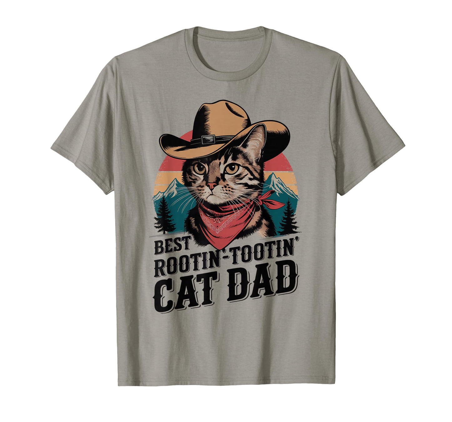 Cat Dad Cat Shirt Funny Fathers Day Cowboy Rootin Tootin T-Shirt