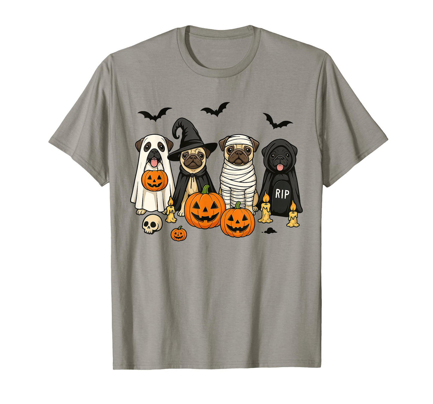 Spooky Pug Halloween Outfit for Dog Lovers Family Men Women T-Shirt