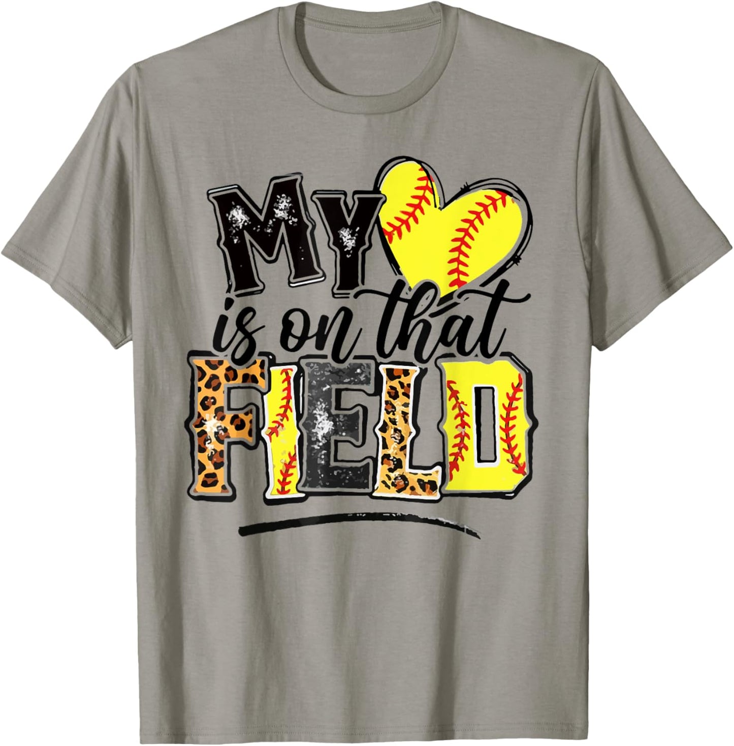 Softball Mom My Heart is on That Field Women Mother Day Gift T-Shirt