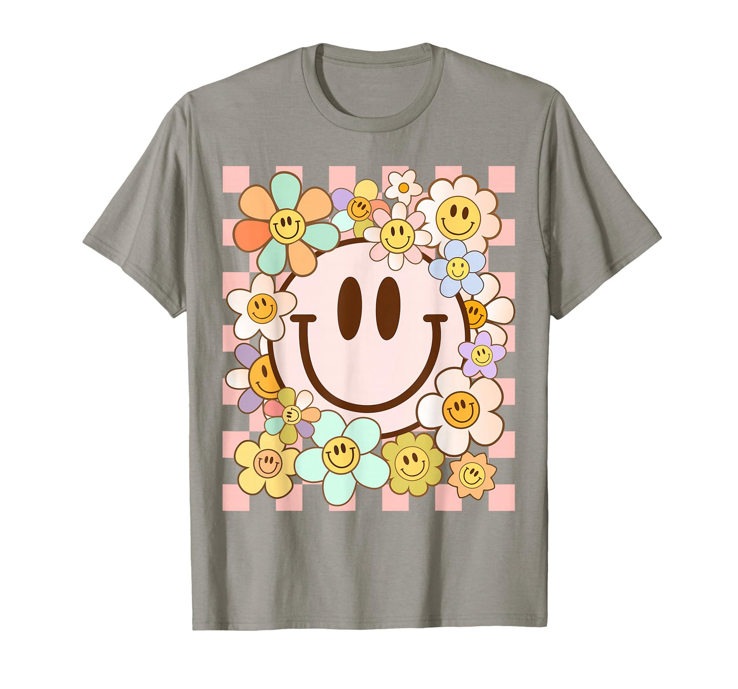Retro Smile Face Flower Happy Face Flowers Heart Kids Girls T-Shirt