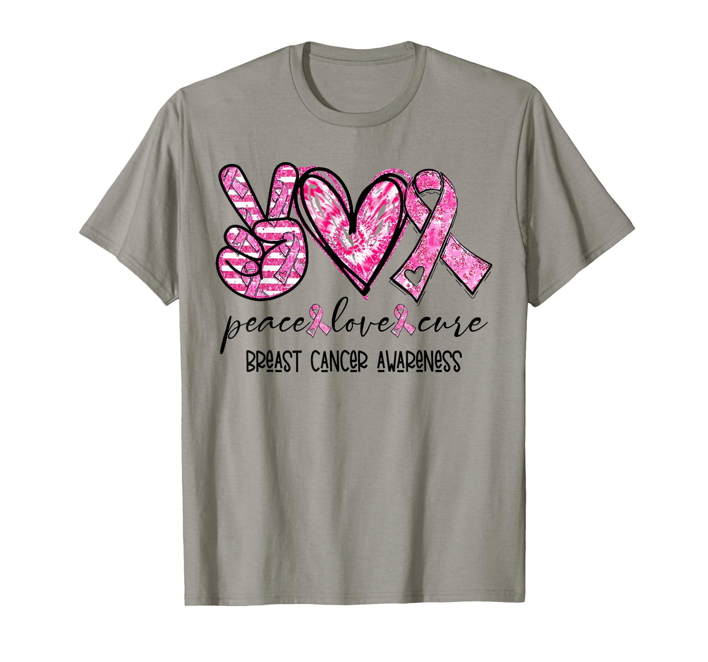 Peace Love Cure Breast Cancer Awareness Pink Ribbon T-Shirt