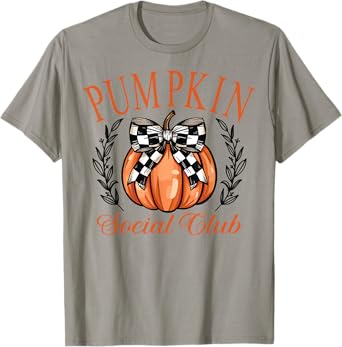 Pumpkin Social Club,Coquette Fall Pumpkin,Thanksgiving Vibes T-Shirt