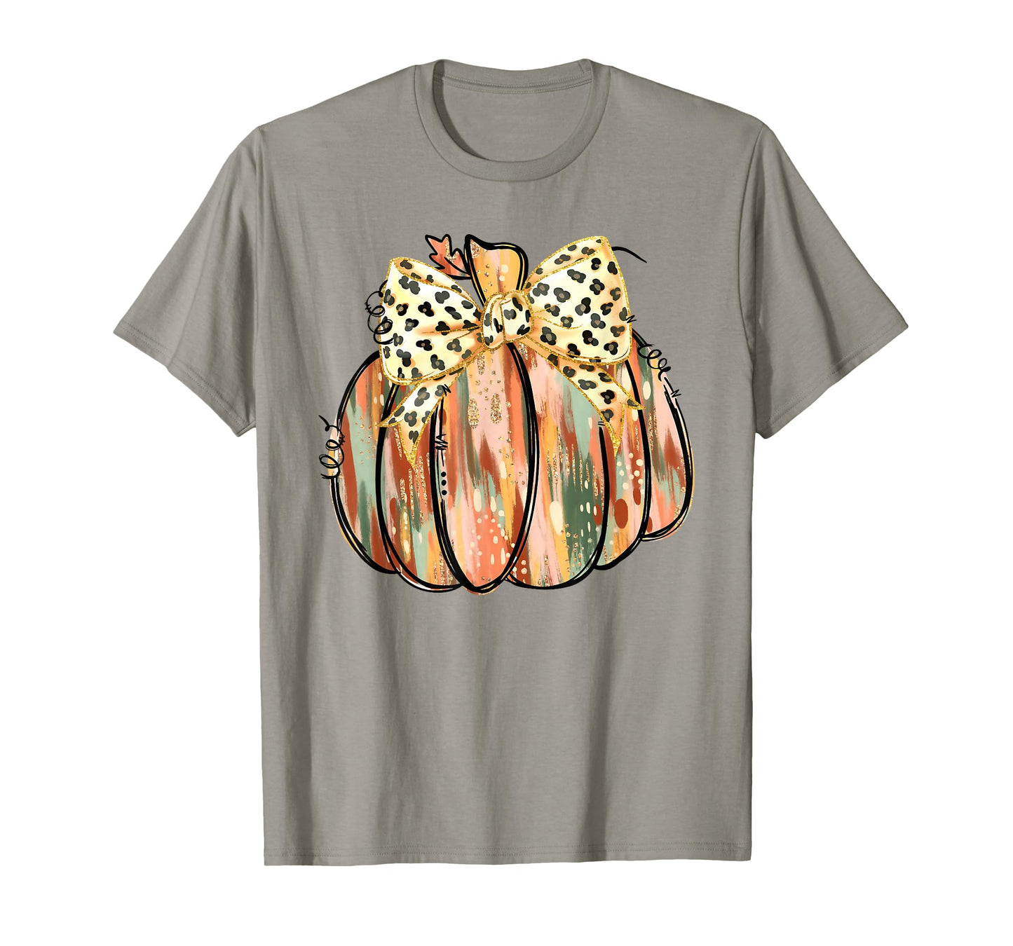 Coquette Bow Pumpkin Season Autumn Fall Leaves Thanksgiving T-Shirt