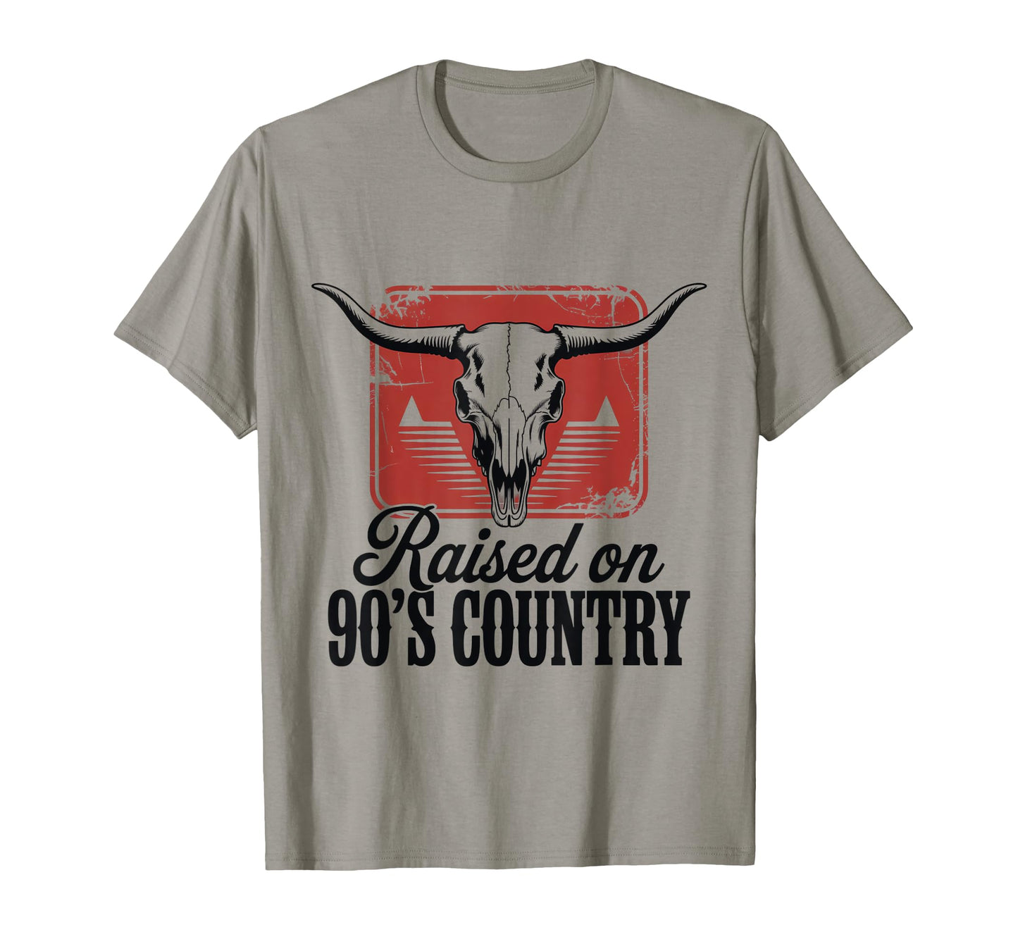 Vintage Western Bull Skull Raised On 90's Country Music T-Shirt