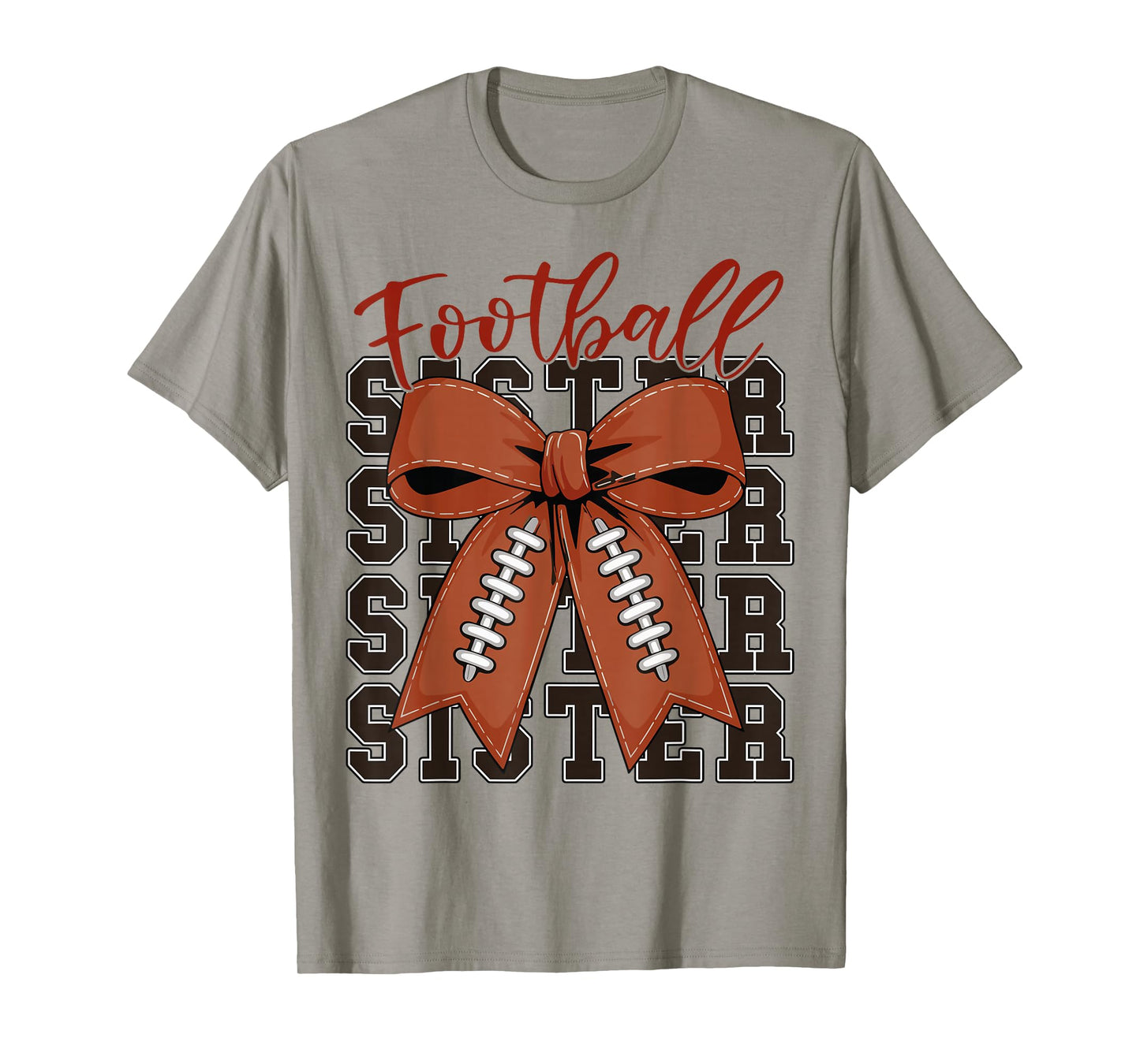 Girl Football Sister Coquette Bow Football Game Day Teen T-Shirt